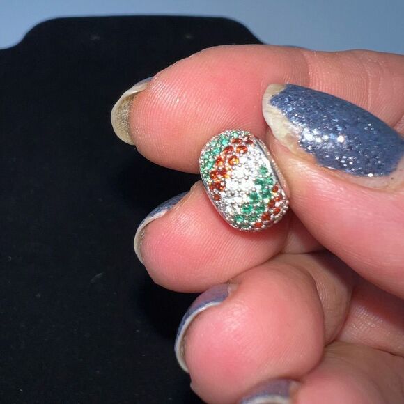 Kay's Charmed Moments Christmas Green, White, and Red Swarovski Bead - Picture 1 of 5